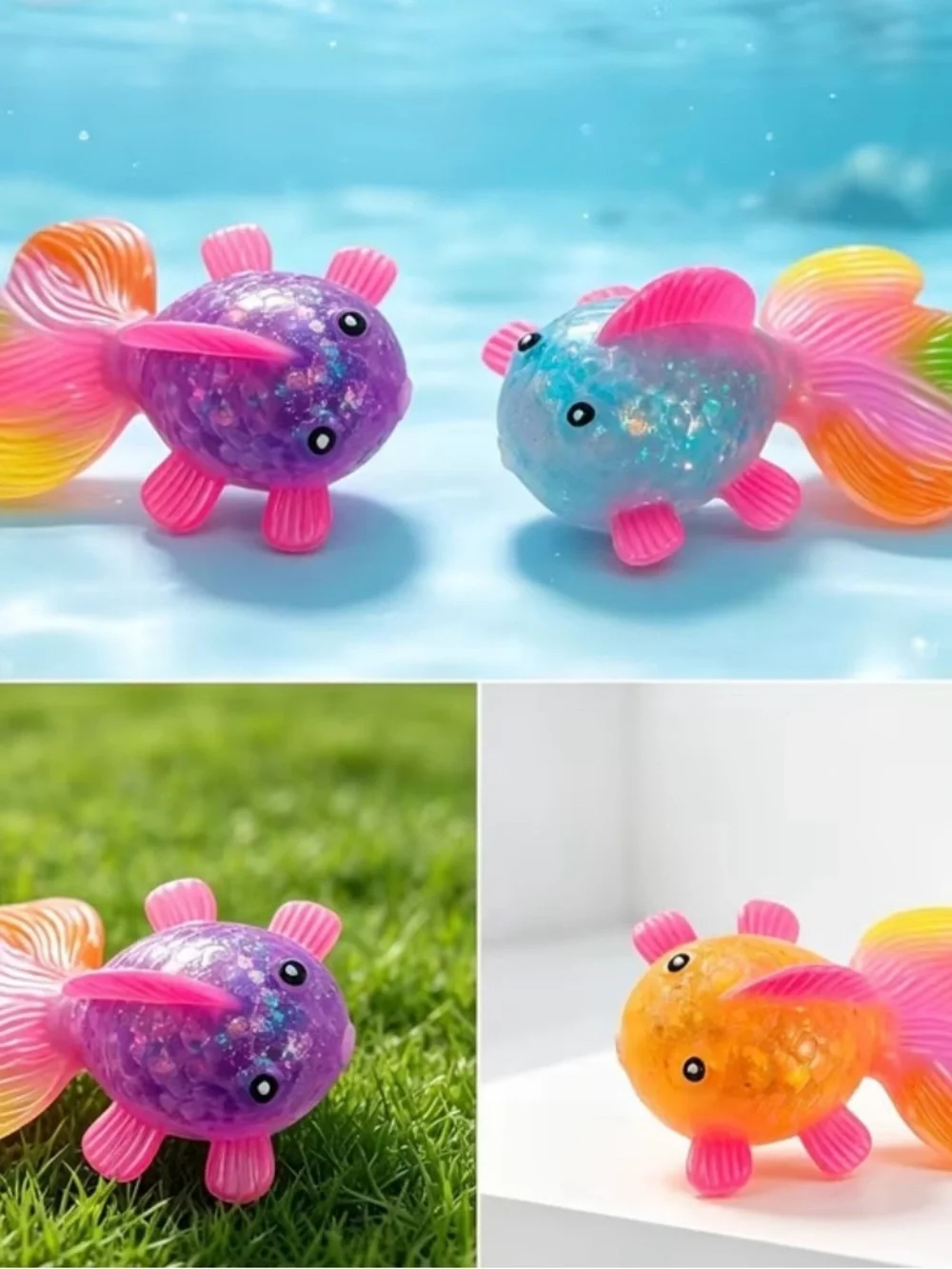 Colorful Floating Fish Toy - Pink, Blue, Purple, Orange 1pc.